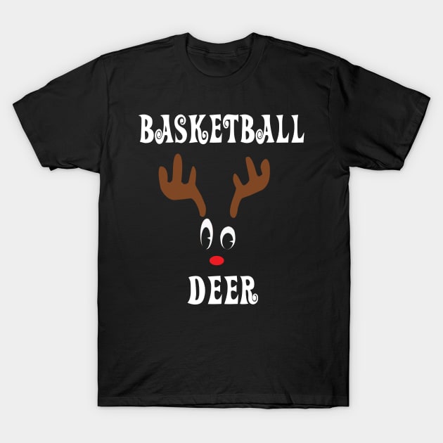 Basketball Reindeer Deer Red nosed Christmas Deer Hunting Hobbies   Interests T-Shirt by familycuteycom